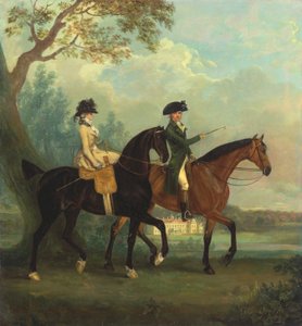 Marcia Pitt y su hermano George Pitt, más tarde segundo barón Rivers, cabalgando en el parque de Stratfield Saye House, Hampshire de Thomas Gooch
