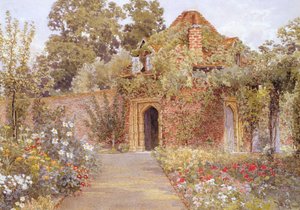 Un jardín amurallado con una antigua casa de jardín de Thomas H. Hunn