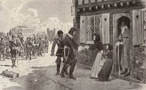 Sir Richard Fanshawe prisionero en Charing Cross (litografía) de Thomas Hamilton Crawford