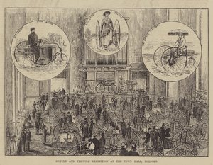Exposición de bicicletas y triciclos en el Ayuntamiento, Holborn de Thomas Harrington Wilson