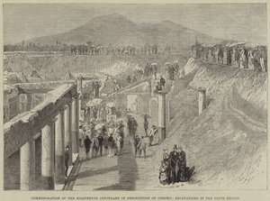 Conmemoración del decimoctavo centenario de la destrucción de Pompeya, excavaciones en la novena región