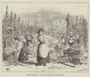 Recolección de lúpulo cerca del Palacio de Farnham de Thomas Harrington Wilson