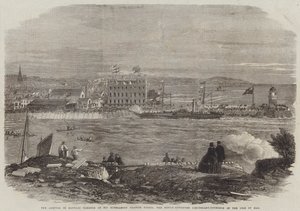 La llegada al puerto de Douglas de Su Excelencia Francis Pigott, el recién nombrado teniente-gobernador de la Isla de Man de Thomas Harrington Wilson