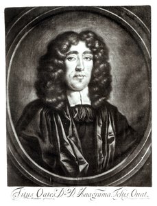 Retrato de Titus Oates grabado por R. Thompson de Thomas Hawker