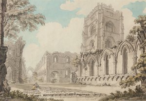 Fountains Abbey, fecha desconocida (acuarela sobre papel) de Thomas Hearne