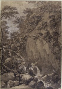 Sir George Beaumont y Joseph Farington pintando una cascada, 1777 de Thomas Hearne
