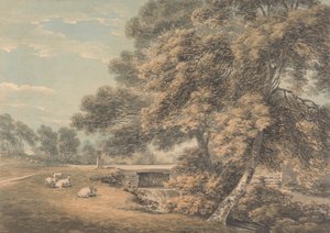 Los árboles y el río del parque de Coleorton Hall, Leicestershire de Thomas Hearne