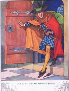 "Y entró la figura más extraña" (litografía en color) de Thomas Heath Robinson