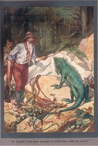 Al final estuve lo suficientemente cerca para alcanzarle con mi interruptor (litografía en color) de Thomas Heath Robinson