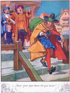 "¡Sopla hasta reventar!" (litografía en color) de Thomas Heath Robinson