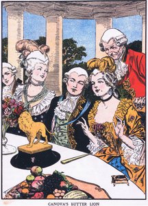El león de mantequilla de Canova (litografía en color) de Thomas Heath Robinson