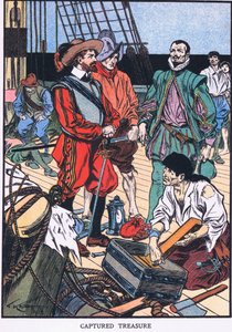 Tesoro capturado (litografía en color) de Thomas Heath Robinson