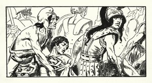 Muerte de Leónidas (litografía) de Thomas Heath Robinson