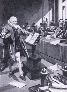 Galileo comparece ante los cardenales en Roma, ilustración de 