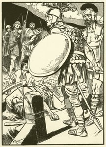 Horacio en el puente (grabado) de Thomas Heath Robinson