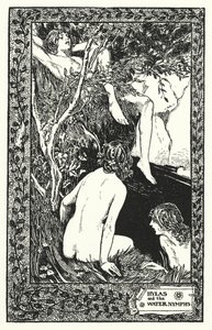 Hylas y las ninfas del agua (litografía) de Thomas Heath Robinson