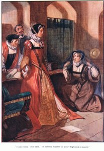 "He venido", dijo, "a someterme a la misericordia de Vuestra Alteza". (litografía en color)