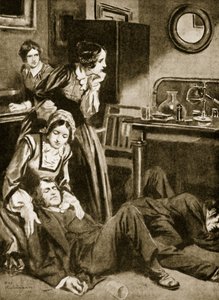 James Simpson y sus ayudantes descubren el cloroformo, noviembre de 1847 (litografía) de Thomas Heath Robinson