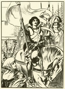 Juana a la cabeza del ejército (grabado) de Thomas Heath Robinson