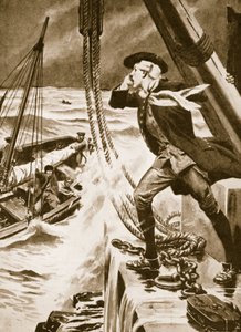 John Smeaton trabajando en su faro Eddystone (litografía)