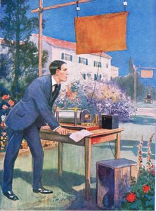 Uno de los primeros experimentos de Marconi, ilustración de "Cassell
