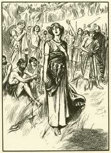 La reina Boadicea y sus soldados (grabado) de Thomas Heath Robinson