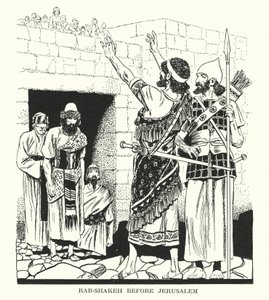 Rab-Shakeh ante Jerusalén (litografía) de Thomas Heath Robinson