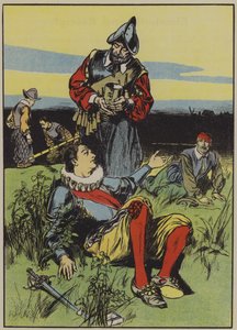 Sir Philip Sidney y el soldado moribundo (litografía en color) de Thomas Heath Robinson