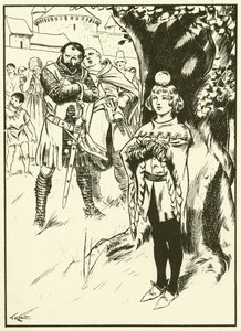 El hijo de Tell y la manzana (grabado) de Thomas Heath Robinson