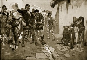 The Cucking-stool in Norman times, ilustración de "Hutchinson