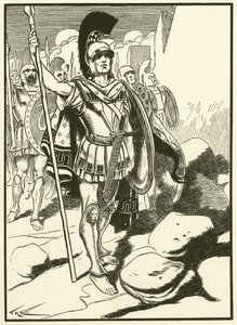 Los griegos fuera de Troya (grabado) de Thomas Heath Robinson