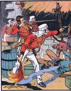 La destrucción de la revista en Delhi (litografía en color) de Thomas Heath Robinson