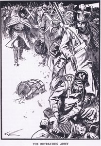 El ejército en retirada (litografía en color) de Thomas Heath Robinson