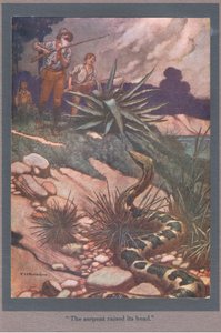 La serpiente levantó la cabeza (litografía en color) de Thomas Heath Robinson