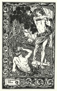 Teseo y Sinis (litografía) de Thomas Heath Robinson