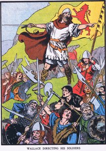 Wallace dirigiendo a sus soldados (litografía en color) de Thomas Heath Robinson