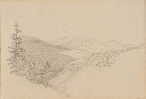 Kauterskill Clove del cuaderno de bocetos de paisajes y temas animales, ca. 1860-64 de Thomas Hewes Hinckley