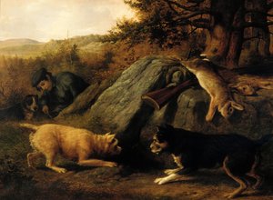 Los cazadores de conejos, 1850 de Thomas Hewes Hinckley