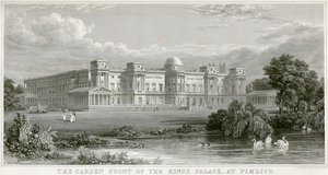 La fachada del jardín del palacio del rey en Pimlico, Palacio de Buckingham, Londres, 1829 de Thomas Higham