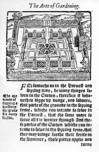 Jardín isabelino de The profitable arte of gardening, 1568 de Thomas Hill