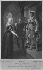 Tercera parte del Rey Enrique VI. Acto 3. Escena 2. Rey Eduardo, Gloucester, Clarence y Lady Elizabeth Gre de Thomas Holloway