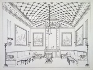 Sala de dibujo, ilustración de Mobiliario y Decoración Interior de Thomas Hope
