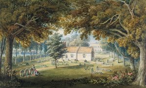 Briton Ferry, Churchyard (acuarela, lápiz y goma arábiga sobre papel) de Thomas Hornor