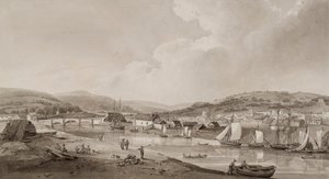 Neath, from the South Side of the River (acuarela y lápiz sobre papel) de Thomas Hornor
