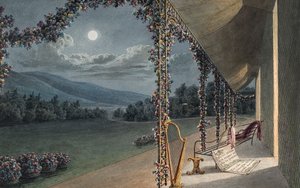 Rheola, Escena del salón (acuarela y lápiz sobre papel)
