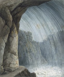 Bajo la cascada (acuarela y tiza sobre papel) de Thomas Hornor