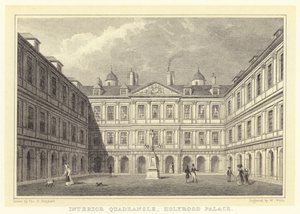 Patio interior, Palacio de Holyrood (grabado) de Thomas Hosmer (after) Shepherd