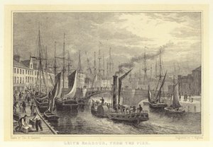 Puerto de Leith, desde el muelle de Thomas Hosmer (after) Shepherd