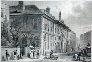 Vista del Salón del Orfebre desde Foster Lane, c.1827 de Thomas Hosmer (after) Shepherd