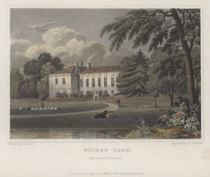 Parque Wicken, Northamptonshire (grabado en color) de Thomas Hosmer (after) Shepherd
